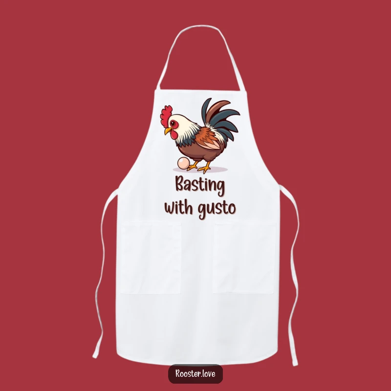 Funny Rooster Button Apron: Playful Rooster Kitchen Wear, Practical Funny Gift for Cooks