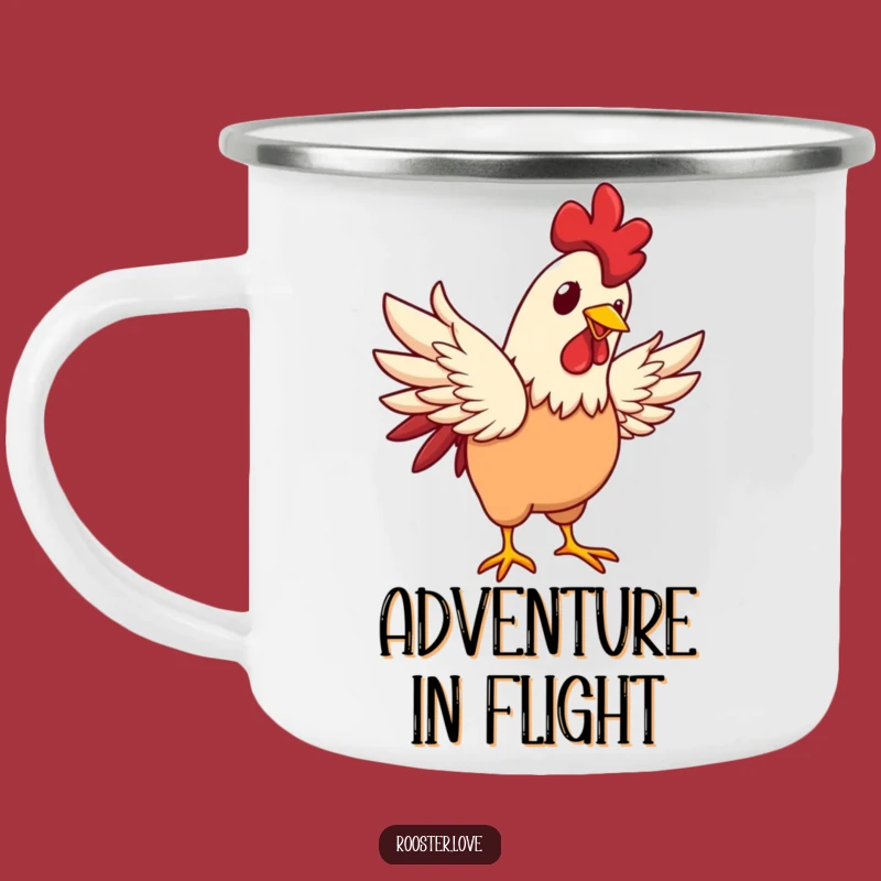 Funny Rooster Flapping Camping Mug - Adventure with Joyful Spirit, Great Gift!