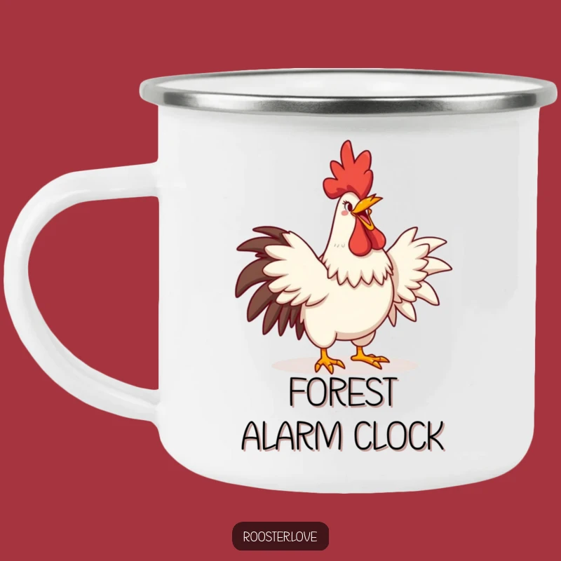 Funny Rooster Crowing Camping Mug: Durable Comedic Grin, Rugged Funny Gift for Outdoor Mornings