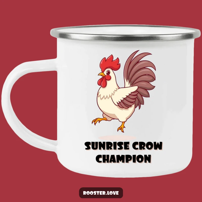Funny Rooster Camping Mug: Adventure with Vibrant Feathered Leap - Your Trail Funny Gift