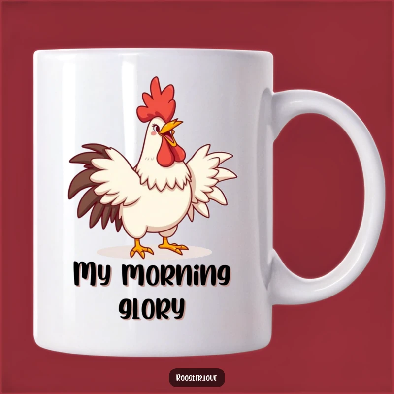 Funny Rooster Crowing Mug: Comedic Grin, Exaggerated Wings, Perfect Funny Gift for Early Birds
