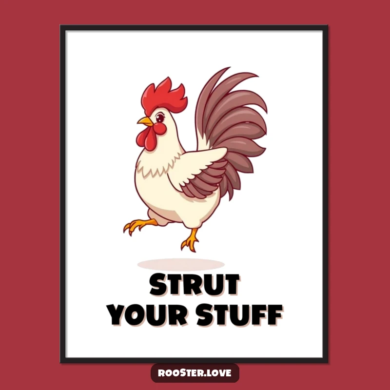 Funny Rooster Digital Art Print: Vibrant Feathered Leap - Instant Funny Gift for Walls