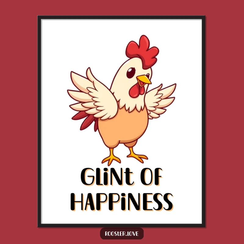 Funny Rooster Flapping Poster - Joyful Art for a Happy Home