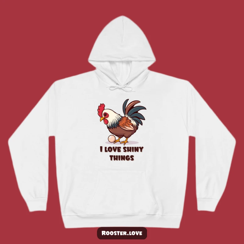 Funny Rooster Button Hoodie: Cozy Playful Rooster, Shiny Button, Warm Funny Gift for Cozy Days