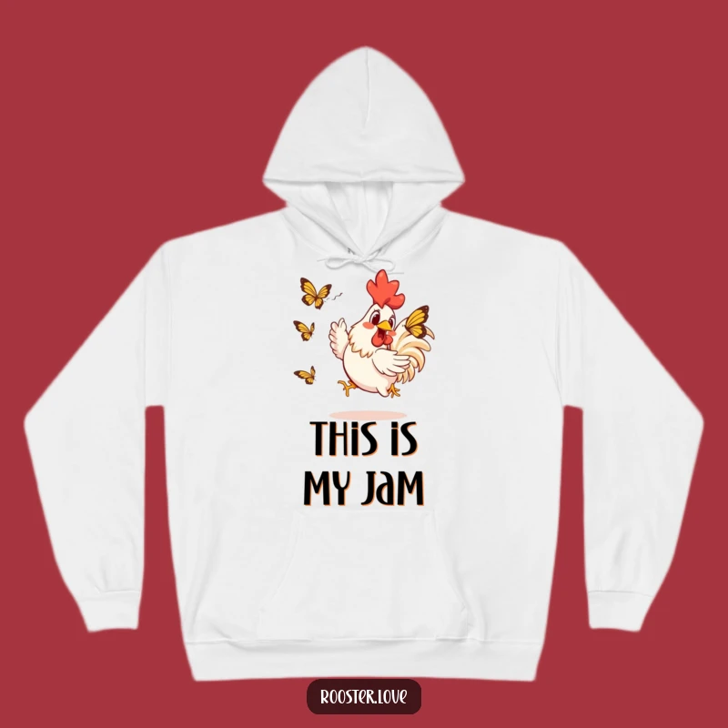 Funny Rooster Butterfly Chase Hoodie: Cozy laughs and warm embraces with this hilarious gift