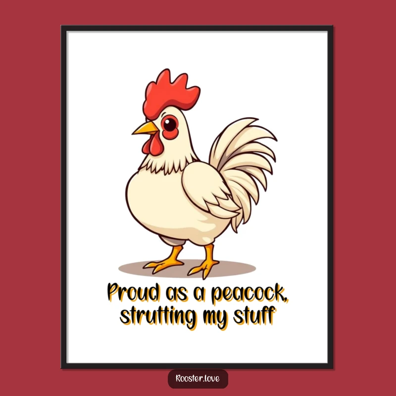 Funny Free Printable Wall Art: Proud Rooster Strutting Humorous Downloadable Decor