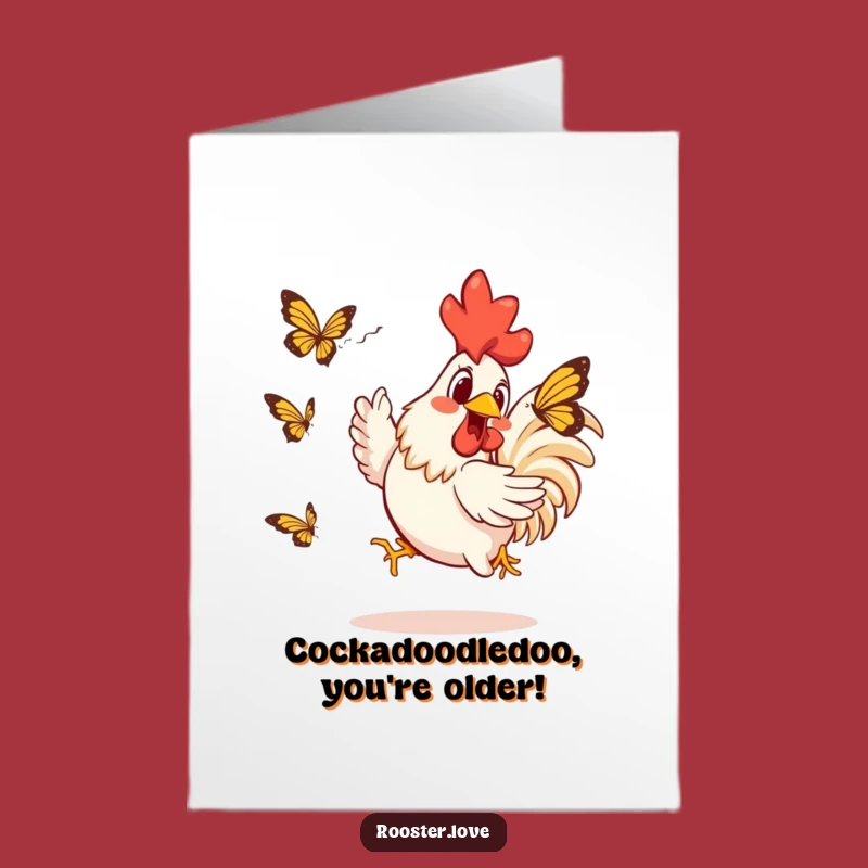 Funny Rooster Butterfly Birthday Card Free Printable - Hilarious Downloadable Greeting