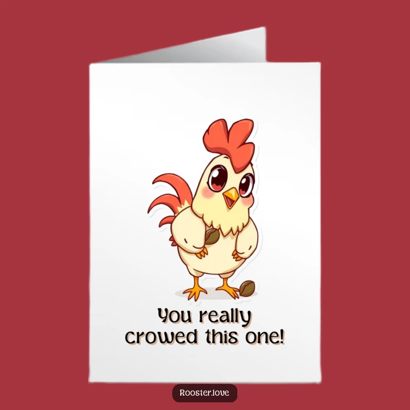 Free Printable Congrats Card: Goofy Rooster Pecking Seed Humorous Downloadable Greeting