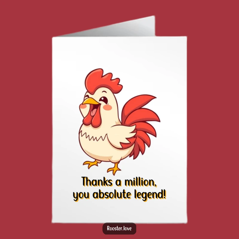 Free Printable Thank You Card: Joyful Rooster Squawking Humorous Downloadable Greeting