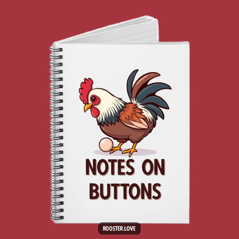 Funny Rooster Button Notebook: Playful Rooster Journal, Handy Funny Gift for Note-Takers