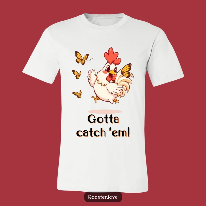Funny Rooster Butterfly Chase T-Shirt: Unleash Your Inner Chaos with this Hilarious Tee