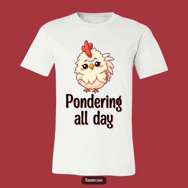 Funny Rooster Thoughtful T-Shirt: Fluffy Head Tilt, Raised Eyebrow, Ideal Funny Gift for Questioners