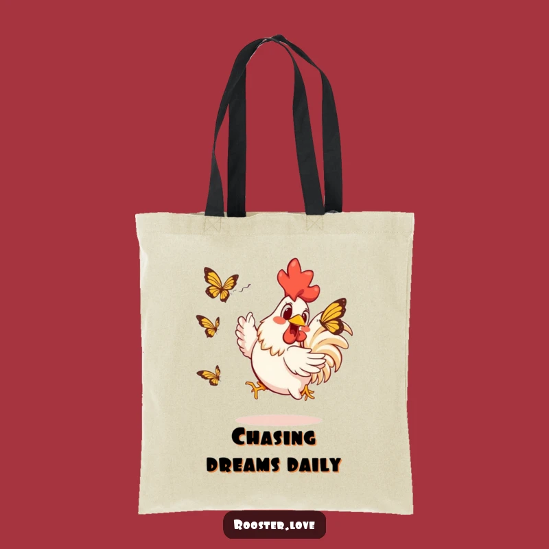Funny Rooster Butterfly Chase Tote Bag: Carry Your Laughs in Style with this Hilarious Accessory